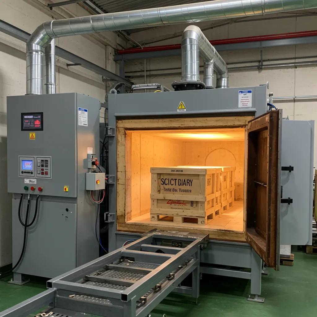 Heat treatment process for ISPM-15 export crates in a modern facility
