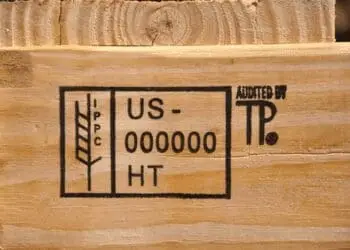 ISPM 15 heat treated wooden crate with US-TP stamp for international shipping compliance.